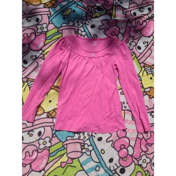 Gymboree Kids Girls Size 7 Longsleeve Pink Top Cute Shirt Rhinestone Sparkly - Picture 1 of 4